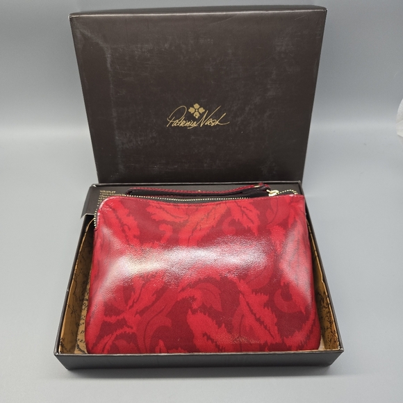 Patricia Nash Handbags - Patricia Nash Satin Leaves Cassini Genuine Leather Clutch Wristlet Red NEW $79